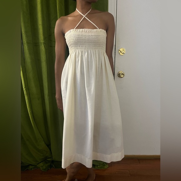 Dresses & Skirts - Vintage Cream smocked midi dress